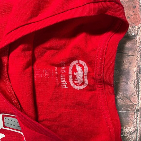 Ecko Unltd Shirt Mens 5XL Red Spell Out Graphics Grunge Y2K Hip Hop Skater Baggy - Picture 3 of 5